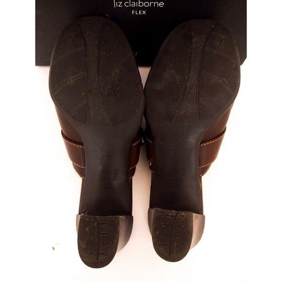 Liz Claiborne Flex Leather Slip On Mule Clog Dark Brown With Stitching NIB SZ 7 - Picture 8 of 8